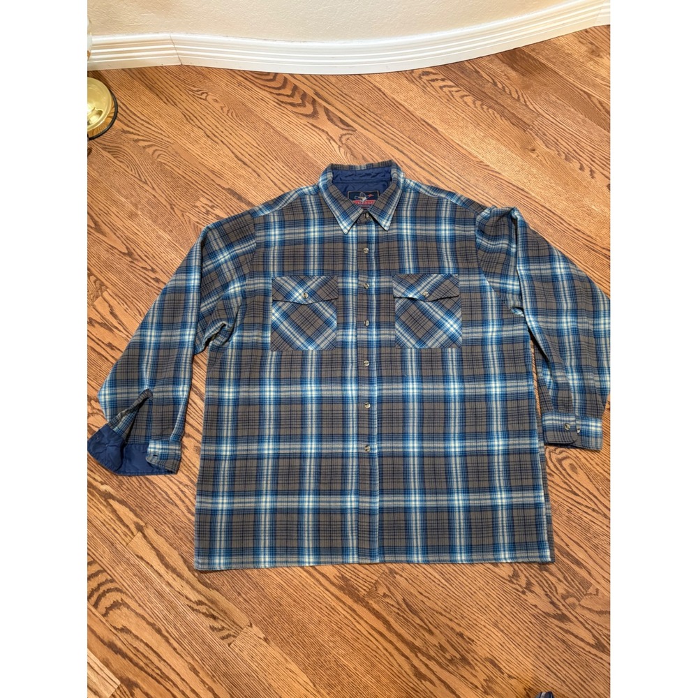 Backpacker Sportswear Button Down Mens XXL Blue Plaid  Acrylic Flannel
EUC